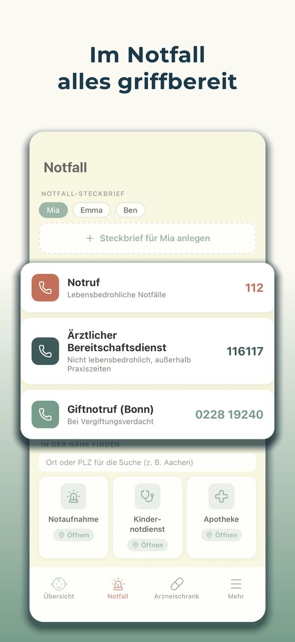 Im Notfall alles griffbereit